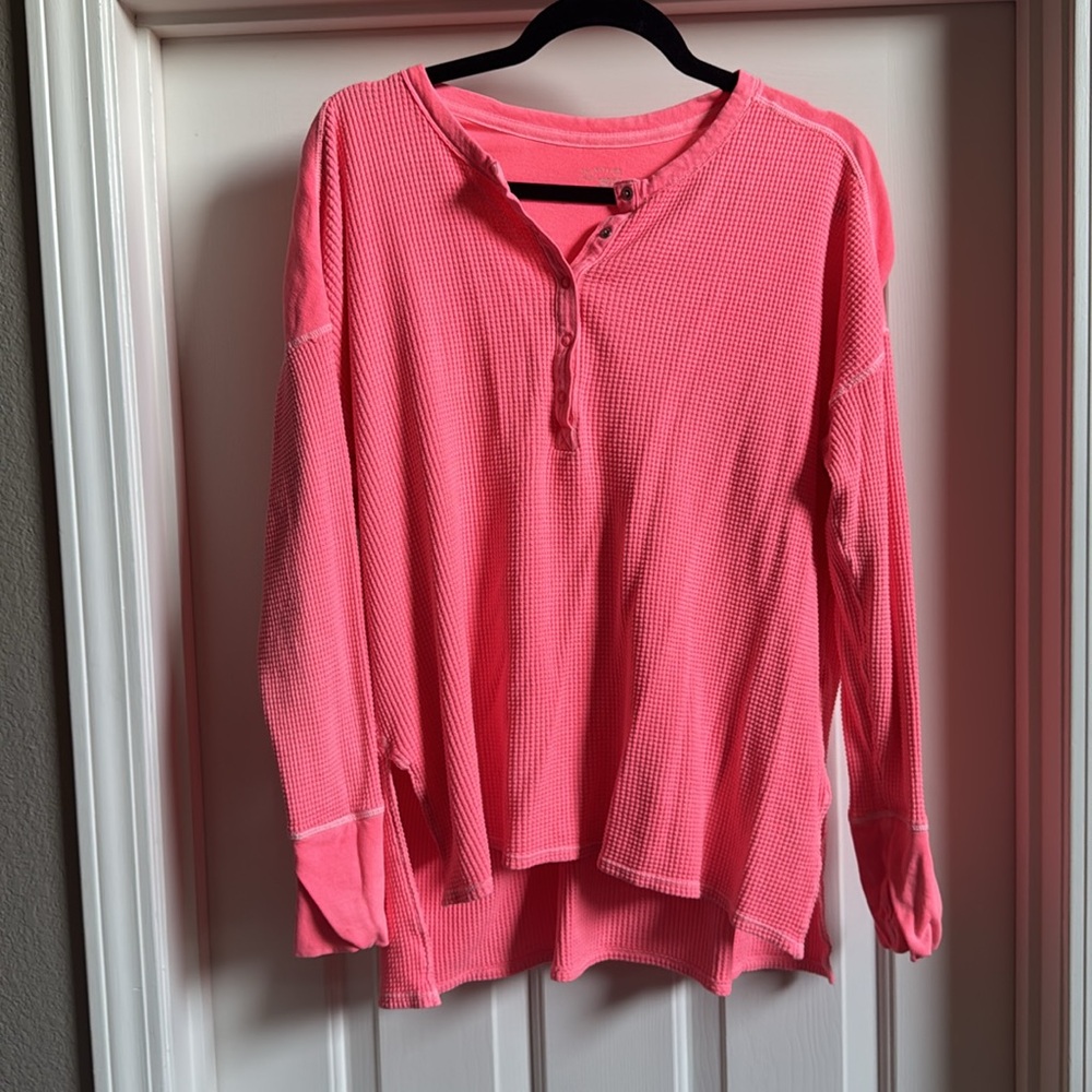 Aerie offline Bright Pink Knit Long Sleeve Top